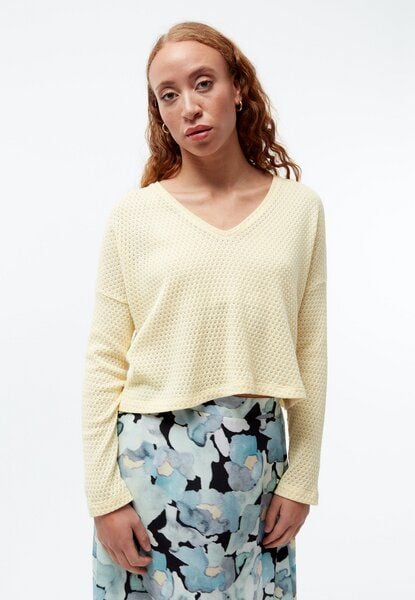 Givn Berlin Strickpullover GBLILLE cropped aus Bio-Baumwolle im Jacquard Muster - Creamy Yellow (Jacquard) von Givn Berlin