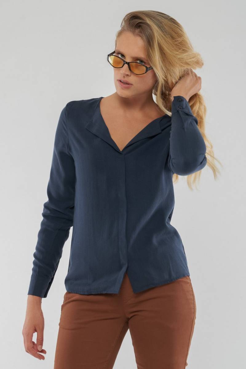 Zoe Tencel Longsleeve Blouse aus TENCEL™, Holzfaser von Givn
