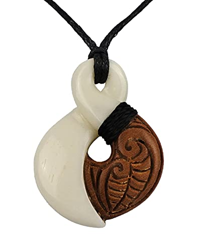 Holz & Knochen zweimal gedreht Kettenanhänger aus Neuseeland von Giwi Style