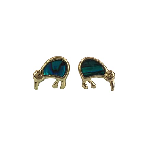 Paua/Abalone Muschel Kiwi Ohrstecker Ohrringe aus Neuseeland - Gold/Blau von Giwi Style