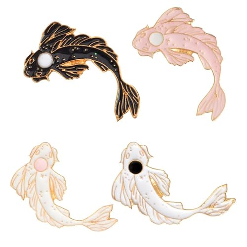 Giwnhvx 4 Stuecke Vintage Glueck Cartoon Brosche Katze Hund Fisch Brosche Emaille Pin Metall Abzeichen Brosche Fuer Frauen Maenner Abzeichen Jacke Hut Schmuck Broschen Unisex A von Giwnhvx