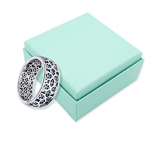 Giwnhvx 925 Sterling Silber BlüTenbläTter der Liebe Sweet Lake Blau Fingerringe für Frauen Engagement Schmuck GrößE 7 von Giwnhvx