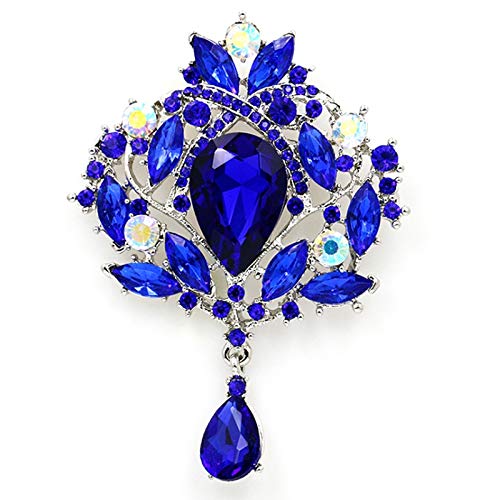 Giwnhvx GroßE Kristall Vintage Drop Brosche Pins für Frauen oder Hochzeits SträUßE Schmuck ZubehöR Blau von Giwnhvx
