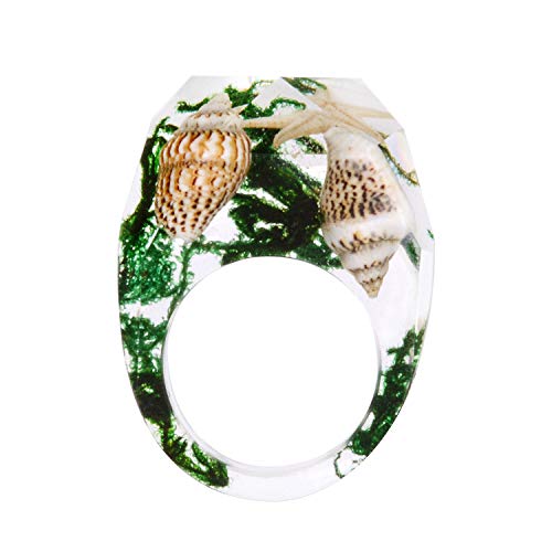 Giwnhvx Handgemachter Seestern Tritonshorn Ring Getrocknete Harz Ring Für Frauen Modeschmuck 6 von Giwnhvx