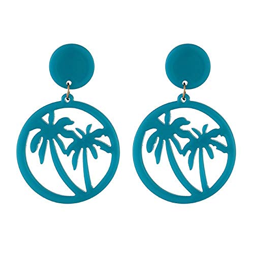 Giwnhvx Mode Einfache Hohle Kokosnuss Ohrringe Einfache Fluoreszierende Ohrringe Blau von Giwnhvx