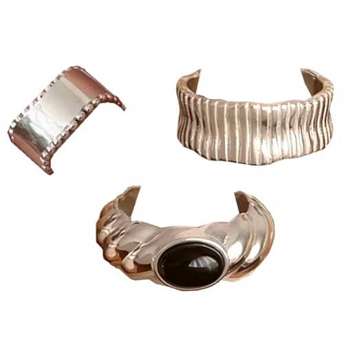 Giwnhvx Offener Fingerring Breite Unregelmäßiger Geometrischer Ring Silberring für Frauen von Giwnhvx