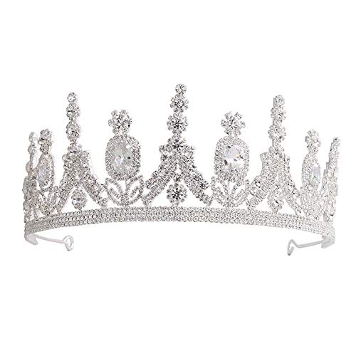 Giwnhvx Vintage Barock KöNigin Braut Krone für Frauen Kopf Schmuck Prom Braut Hochzeit Tiaras und Kronen Haar Schmuck ZubehöR von Giwnhvx