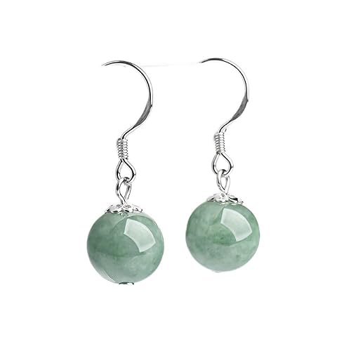 Gixaxak Jade Runde Jadeit Ohrringe S925 Silber Intarsien Jade Mode Damen Ohrringe Hetian Jade Ohrringe Jade Sterling Silber Post Ohrringe für Empfindliche Ohren Kristall Ohrstecker Grün Ohrringe von Gixaxak