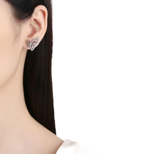 Gixaxak Modische Zirkonia-Ohrringe, hohl, goldfarben, silberfarben, Schmetterlings-Ohrringe, zierliche Silber-Ohrstecker für Damen, 14 Karat vergoldet, Schmetterlings-Ohrstecker, minimalistischer Gixaxak Modische Zirkonia-Ohrringe, hohl, goldfarben, silberfarben, Schmetterlings-Ohrringe, zierliche Silber-Ohrstecker für Damen, 14 Karat vergoldet, Schmetterlings-Ohrstecker, minimalistischer von Gixaxak