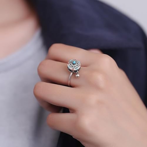 Gixaxak Offener Retro-Silberring Cloisonne Emaille Lotus Drehring weiblicher Retro National Drehöffnung Verstellbarer Ring Vintage emailliert Gebetsrad Ring für Frauen Gixaxak Offener Retro-Silberring Cloisonne Emaille Lotus Drehring weiblicher Retro National Drehöffnung Verstellbarer Ring Vintage emailliert Gebetsrad Ring für Frauen von Gixaxak