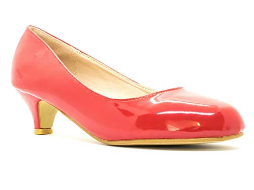 Gizelle Damen Kitten-Heel Pumps, rotes Leder, 44.5 EU von Gizelle