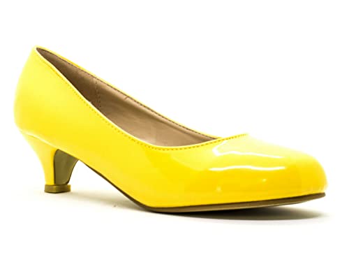 Gizelle Damen-Pumps mit Kitten-Heel, Gelb - Yellow Patent, 45 EU von Gizelle