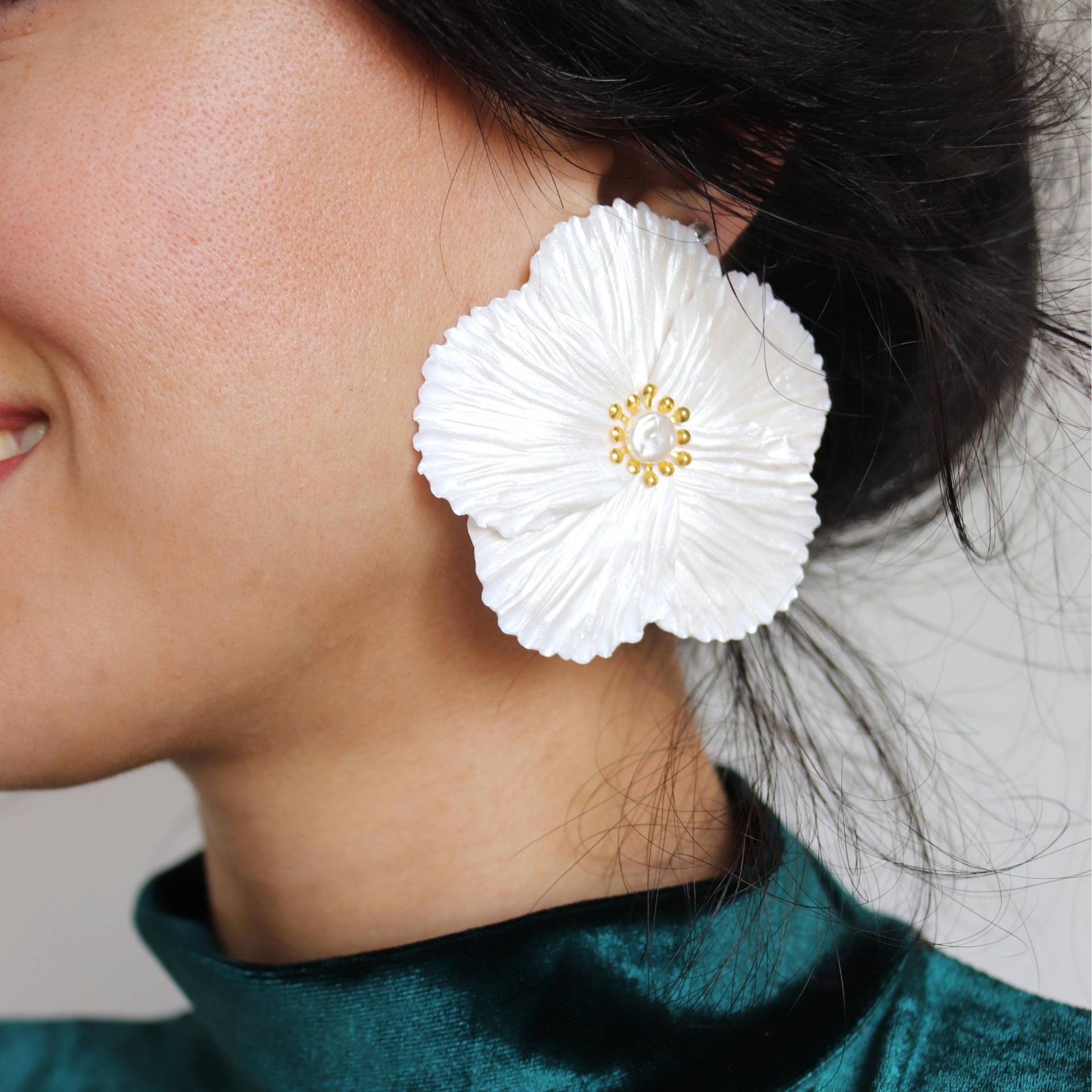 Handgemachte Weiße Blumen Ohrringe Aus Polymer Clay Leichter Brautschmuck von GizyStore