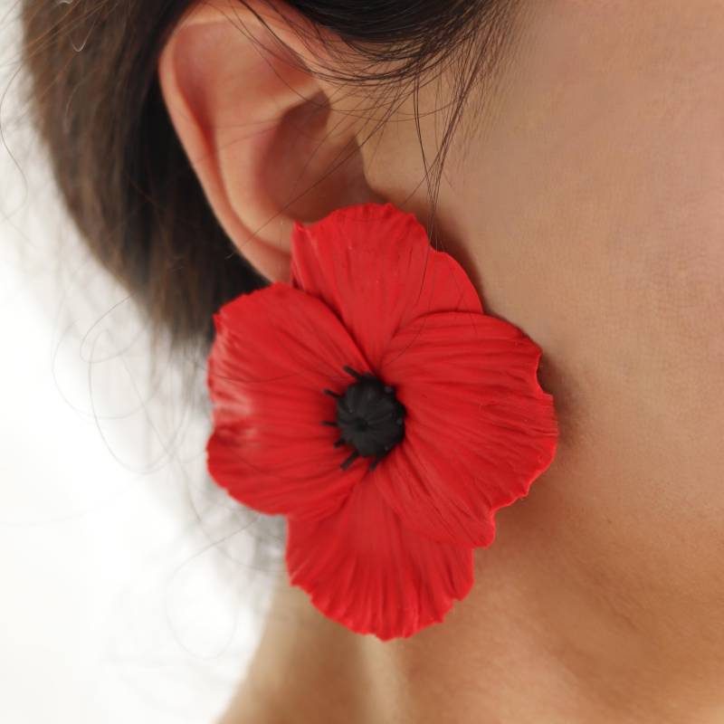 Rote Blumen Ohrringe Handgemachte Polymer Clay Leichte Schmuck Rote Blumen Ohrringe Handgemachte Polymer Clay Leichte Schmuck von GizyStore