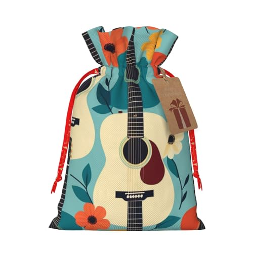 Gjgdbxdw Weihnachts-Geschenktüten mit Gitarren-Druck, Kordelzug-Geschenktasche zur Aufbewahrung von Süßigkeiten und Snacks für Festivals, klein, Schwarz , 1 Count (Pack of 1) von Gjgdbxdw
