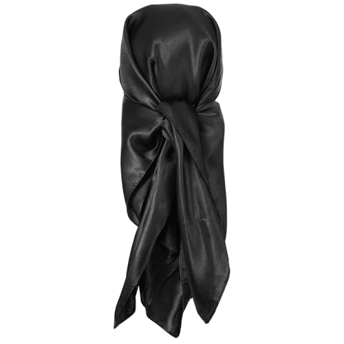 90 x 90 cm Kopftuch für Frauen, Schwarzer Quadratische Schals für DamenHaartuch Seide Satin Halstuch Quadrates Sommer Sonnenschutz Kopf Halstuch, Satin Seidentuch Haar Wrapping Haarschal Haarschmuck von Gjinxi