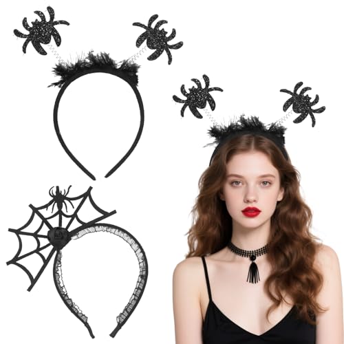 Gjinxi 2 Stück Halloween Spinnennetz Haarreif, Cosplay Teufel Stirnband Kostüm Zubehör Festival Kopfschmuck Spinnen Haarschmuck Party Kopfschmuck von Gjinxi