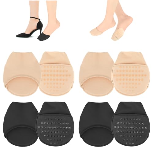 Gjinxi 4 Paar Füßlinge Damen Zehentopper Socken Unsichtbare Zehensocken Atmungsaktive No Show Halbsocken Rutschfeste Vorfußsocken High Heel Socken für Mädchen von Gjinxi