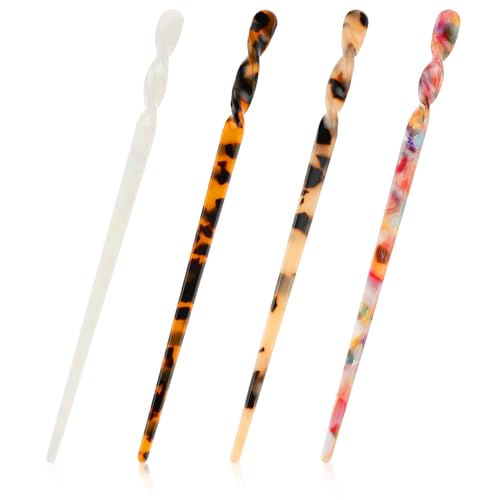 Gjinxi 4 Pcs Chinesische Haarnadel Vintage Frauen Haarstäbchen Chinese Elegant Hair Sticks Haarstab Acetat Haarnadeln Scheibe Haar Essstäbchen Haargabel Retro Haarhalter Haarspangen Zubehör für Damen von Gjinxi