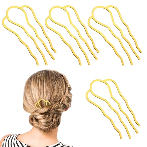 Gjinxi 4 Stück Haar Gabel Clip U-Form Haar-Seitenkämme Einsteckkamm Haar Steckkamm Groß 4 Zähne Haarschmuck Vintage Haarseitenkämme Metall Haarnadeln Hair Styling Tool Zubehör für Frauen Mädchen StilB von Gjinxi