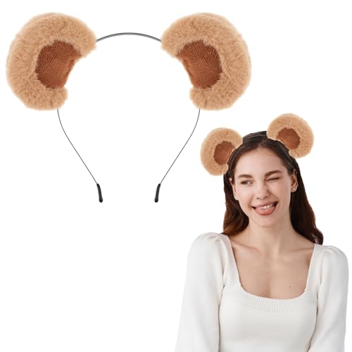 Gjinxi Haarband Plüsch Bärenohren Stirnband Schminken Make up Haarbänder Gesicht Waschen Spa Stirnbänder Halloween Cartoon Tier Niedliches Haarreifen Bären Headwear Karneval Rollenspiel Dekoration von Gjinxi