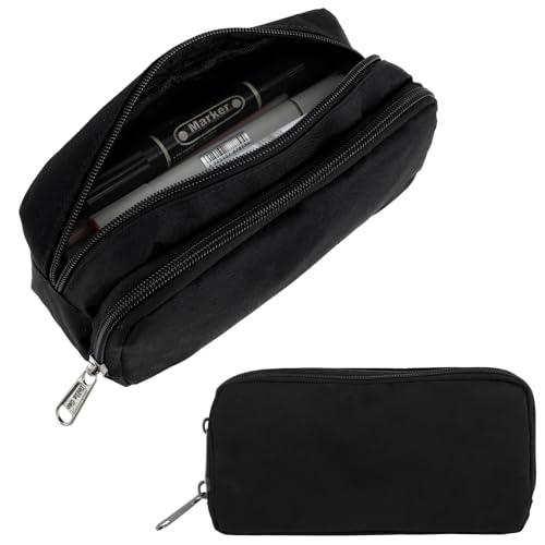 Gjinxi Federmäppchen Große Kapazität Schwarz, 2 Fächer Stylische Federtasche für Mädchen & Jungen, Stiftetui Stifthalter Schreibwaren Organizer zur Aufbewahrung von Stiften Kosmetik Gjinxi Federmäppchen Große Kapazität Schwarz, 2 Fächer Stylische Federtasche für Mädchen & Jungen, Stiftetui Stifthalter Schreibwaren Organizer zur Aufbewahrung von Stiften Kosmetik von Gjinxi
