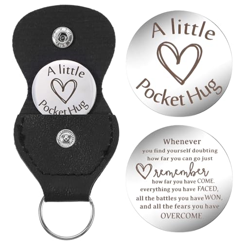 Gjinxi Pocket Hug Token Doppelseitiges Andenken an Fernbeziehungen Inspirierender Pocket Hug Schlüsselanhänger Aus Edelstahl Mit PU Lederüberzug Geschenk Psychische Gesundheit Nüchternheit(Stil A) von Gjinxi