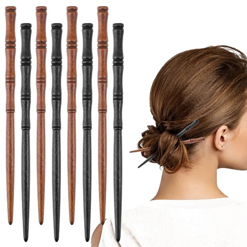 Gjinxi Retro Wooden Hair Holz Haarstäbchen 8 Stück Haarnadel Handarbeit, Bambus Form Chinesische Damen Haar Stäbchen Holz Haarnadel Bambusknoten Haarschmuck Haarklammern für Frauen(2 Farben) von Gjinxi