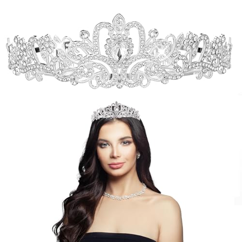 Gjinxi Tiara und Krone für Frauen, Ballkönigin Stirnband Kristall Tiara Kronen Braut Kopfschmuck für Mädchen Prinzessin Geburtstagsparty Hochzeit Halloween Cosplay von Gjinxi