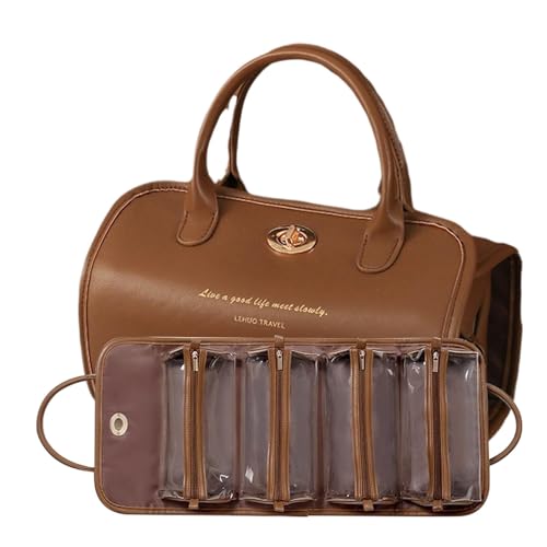 GjnjfdF Aufrollbare Make-up-Tasche, Faltbare Kosmetiktasche, Reise-Kosmetik-Organizer, Tragbare Kulturtasche für Frauen und Mädchen, wasserdichter Make-up-Organizer, Faltbare Kosmetiktasche von GjnjfdF