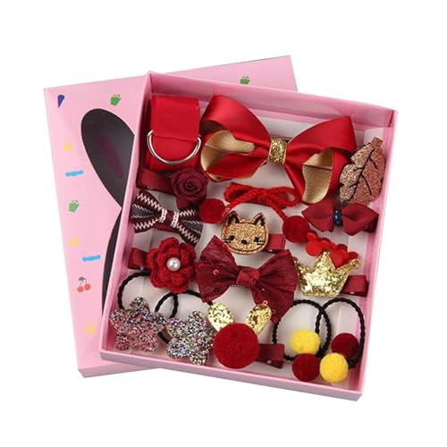 GjnjfdF Haarzubehör-Set für kleine Mädchen, Haarzubehör für Mädchen, elastische Seile mit Haarspangen, 18-faches Friseur-Set von GjnjfdF