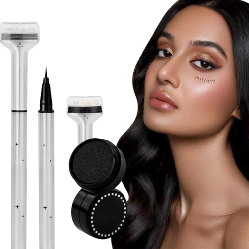 2 In 1 Liquid Eyeliner Unterer Wimpern Stempe, Long-Lasting Liquid Liner Intense, Eye Liner Stamps Mit Tinte, Schnelltrocknend, Wischfest Für Make Up Anfänger von Gkaopi