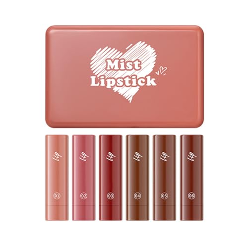 6 Stück Matt Lippenstift & Lip Liner Set Velvet Nude Lipliner Set Drehbarer Wasserfester Lippenkonturenstift Langhaftender Farbe Makeup Lip Liner Lip Gloss Make Up Gift Set von Gkaopi