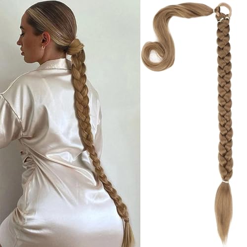 Braid Extensions Pferdeschwanz Verlängerung mit Haargummi 80 cm Wicklung um den Pferdeschwanz mit Haarverlängerungen Ponytail Geflochten Kunsthaar Haarverlängerung Pferdeschwanz Zopf für Damen von Gkaopi