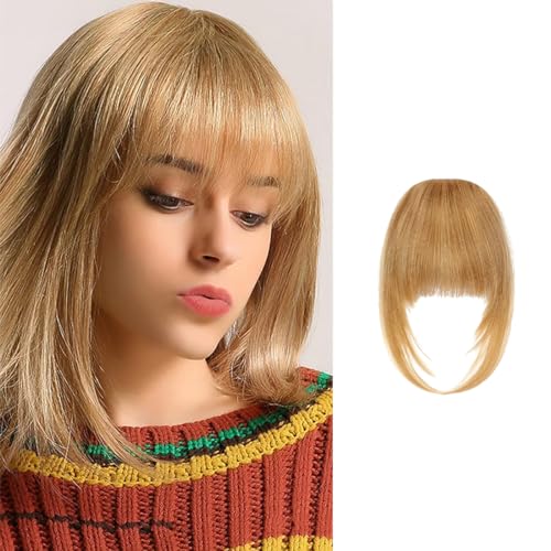 Clip in Pony Haarteil One Piece Haarteile Haarverlängerung Clip in Bangs mit Schläfen Dick Fake Fringe Bangs für Frauen Pony Extension für Damen von Gkaopi