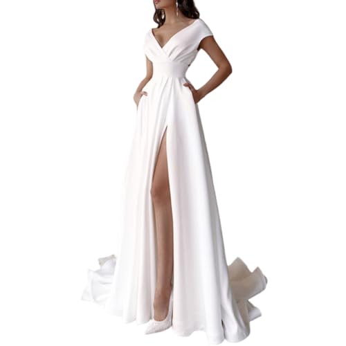 Damen Elegant Lange Ballkleider V-Ausschnitt Schlitz A-Linie Abendkleider Sexy Schulterfrei Maxikleid Kräuselsaum Bodenlang Hochzeitskleid Formeller Lang Prinzessin Brautjungfer Kleid Damen Elegant Lange Ballkleider V-Ausschnitt Schlitz A-Linie Abendkleider Sexy Schulterfrei Maxikleid Kräuselsaum Bodenlang Hochzeitskleid Formeller Lang Prinzessin Brautjungfer Kleid von Gkaopi