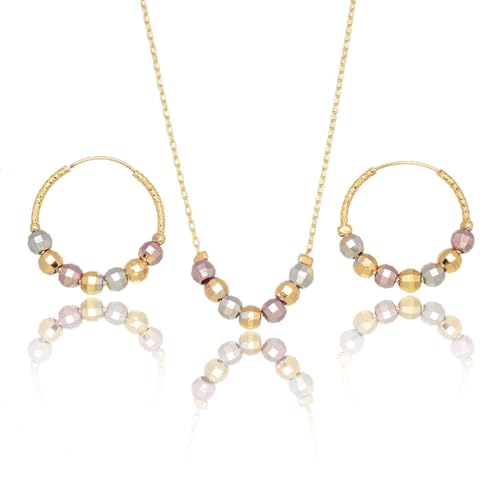 Gkaopi 3 Stück Discokugel Spiegelkugel Schmuck Set Metallische Discokugel Ohrringe Halskette Set 1970er Glitzer Party Ohrringe Halskette für Damen Mädchen von Gkaopi