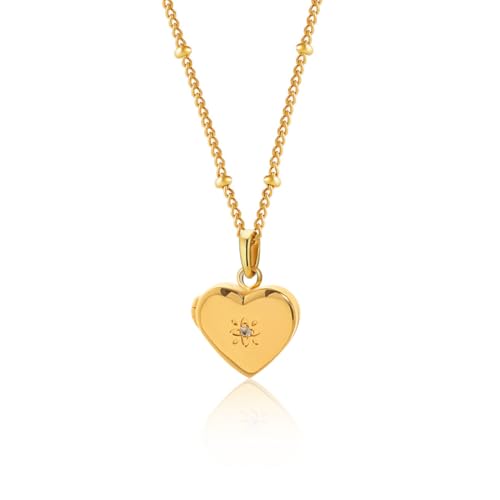 Gkaopi Foto Medaillon Halskette Damen Personalisiert Herz/Rechteckig/Oval Anhänger Halskette mit Bild Amulett Kette zum Öffnen Vergoldet Souvenir Schmuck für Frauen Mutter Tochter Freundin von Gkaopi