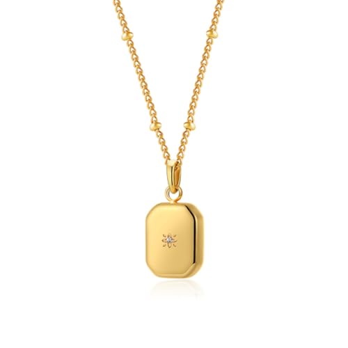 Gkaopi Foto Medaillon Halskette Damen Personalisiert Herz/Rechteckig/Oval Anhänger Halskette mit Bild Amulett Kette zum Öffnen Vergoldet Souvenir Schmuck für Frauen Mutter Tochter Freundin von Gkaopi