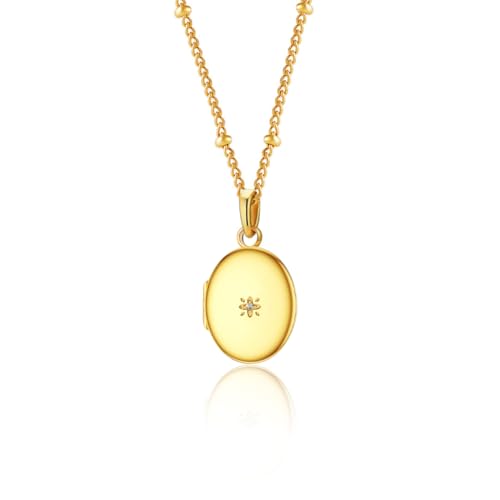 Gkaopi Foto Medaillon Halskette Damen Personalisiert Herz/Rechteckig/Oval Anhänger Halskette mit Bild Amulett Kette zum Öffnen Vergoldet Souvenir Schmuck für Frauen Mutter Tochter Freundin von Gkaopi