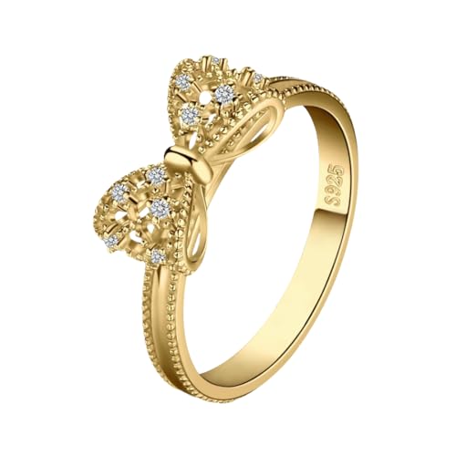 Gkaopi Ringe Gold für Damen Vergoldete Wickelring Schleife Verlobungsring Promise Eheringe Silber 925 Stapelringe mit Zirkonia Wasserfest Statement Ring Hochzeitsringe Antragsring Schmuck (Gold10) von Gkaopi