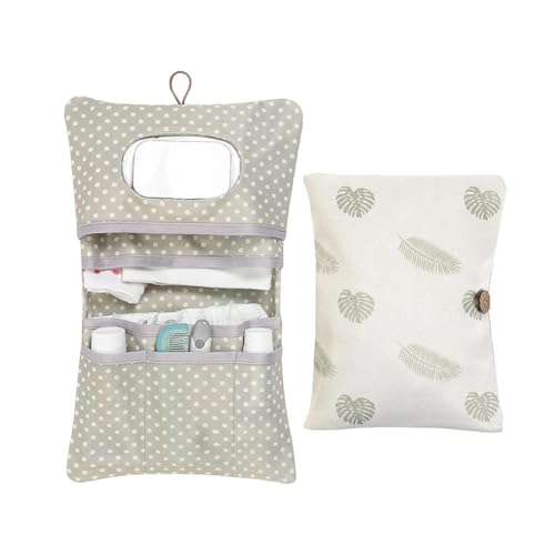 Gkaopi Wickeltasche Organizer Faltbare Wickeltasche Tragbare Windel Organizer Baby Wickel 2-in-1-Organizers und Kosmetiktasche Kleine Windeltasche für Windeln Creme Tücher(Mil) von Gkaopi