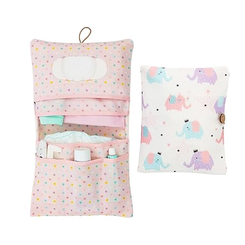 Gkaopi Wickeltasche Organizer Faltbare Wickeltasche Tragbare Windel Organizer Baby Wickel 2-in-1-Organizers und Kosmetiktasche Kleine Windeltasche für Windeln Creme Tücher (Ele) von Gkaopi