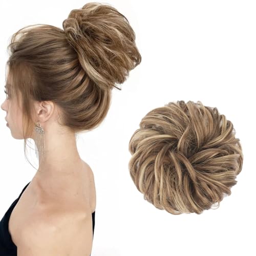Haarteil mit Gummiband Dutt Haarteile Gelockt Haaren mit Haargummi Synthetisch Hochsteckfrisuren Haarverlängerung Haardutt Messy Bun Haarteile für Damen Mädchen Pferdeschwanz von Gkaopi
