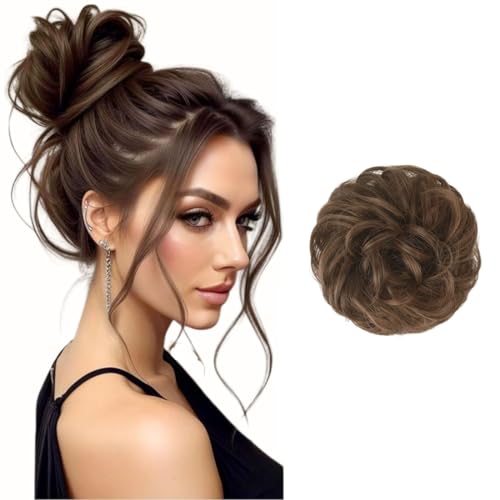 Haarteil mit Gummiband Dutt Haarteile Gelockt Haaren mit Haargummi Synthetisch Hochsteckfrisuren Haarverlängerung Haardutt Messy Bun Haarteile für Damen Mädchen Pferdeschwanz von Gkaopi
