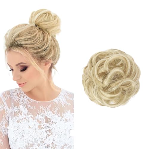 Haarteil mit Gummiband Dutt Haarteile Gelockt Haaren mit Haargummi Synthetisch Hochsteckfrisuren Haarverlängerung Haardutt Messy Bun Haarteile für Damen Mädchen Pferdeschwanz von Gkaopi
