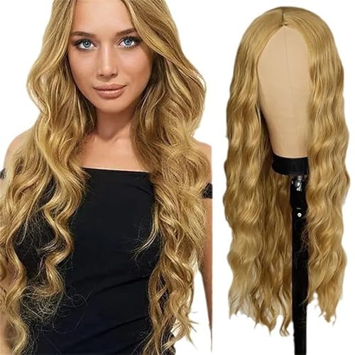 Lange Gewellt Perücken für Frauen 28”/70cm Lange Lockige Volle Haar Gewellt Natuaral Synthetisches Loose Wavy Haar Hitzebeständig für Tägliche Party Cosplay Verwendung von Gkaopi