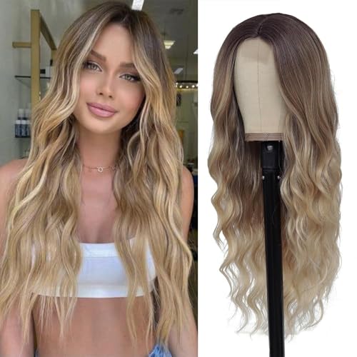 Lange Gewellt Perücken für Frauen 28”/70cm Lange Lockige Volle Haar Gewellt Natuaral Synthetisches Loose Wavy Haar Hitzebeständig für Tägliche Party Cosplay Verwendung von Gkaopi