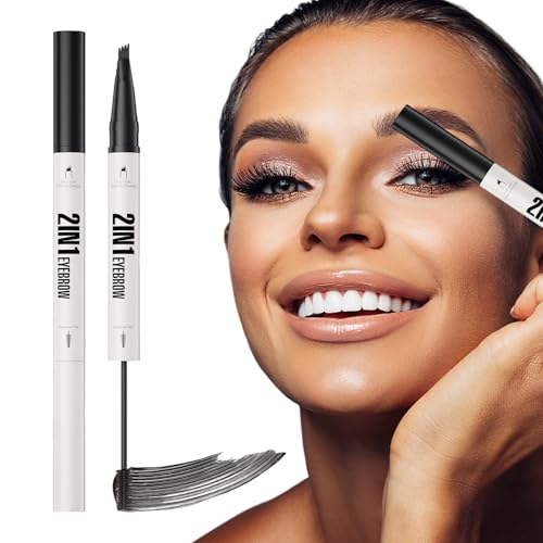 GkgWuxf Flüssiger Augenbrauenstift | 2-in-1 Doppelendiger Füllerstift Für Augenbrauen,Wasserfester Langhaltender Stift Mit Verschmierungsschutz Für Damen von GkgWuxf
