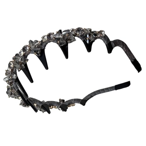 GkgWuxf Geflochtenes Haarband, Elegante Strasssteine Kopfband Mit Anti-Rutsch-Zinken, Anti-Rutsch Mode Haarreifen Für Fest Hochzeit Geburtstag Feiertag Party Unterwegs von GkgWuxf